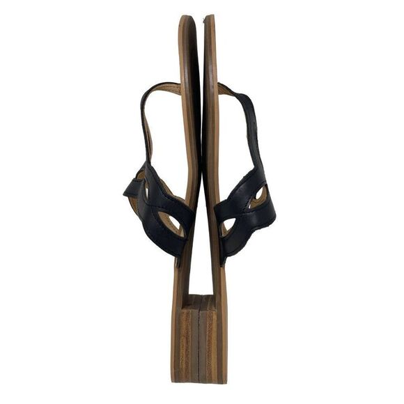 Talbots Women's Sandals 7.5M Genuine Leather Upper Black Cutout Design - Picture 4 of 10